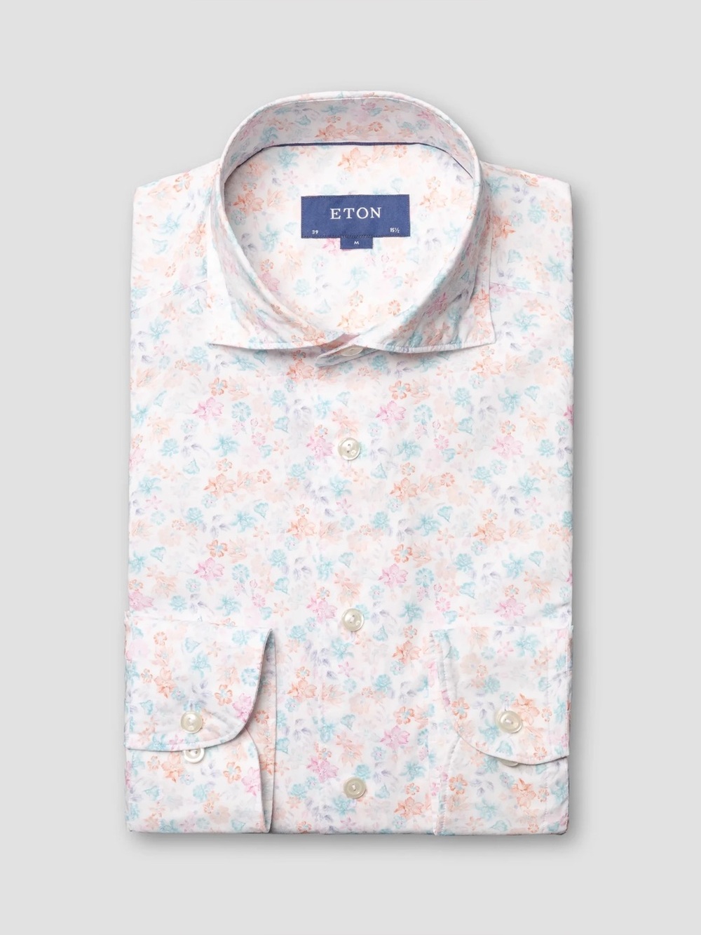 Eton White Floral Slim Fit Sport Shirt Size 16